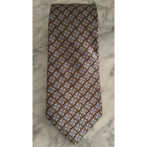 COURAGE Silver Geometric Square Print 100% Silk Neck Tie -TIES DESIGNER